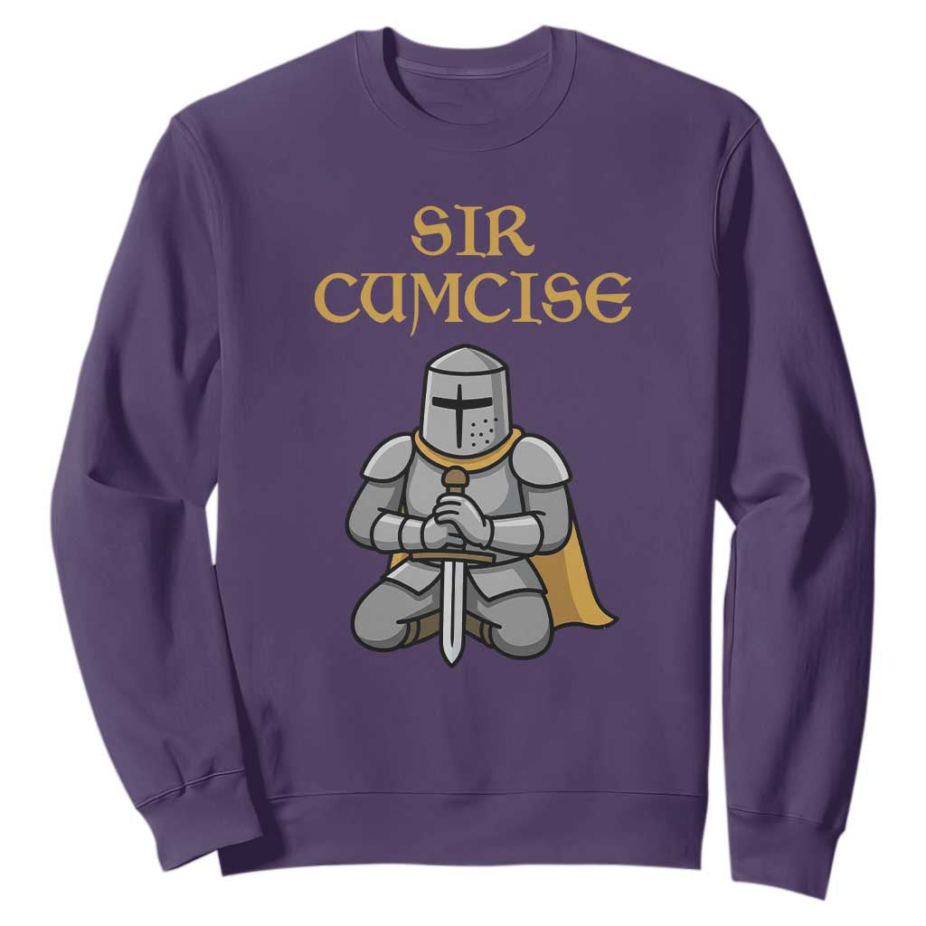 Funny Sir Cumcise Kneeling Knight Graphic Sweatshirt Sarcastic Wordplay Medieval Dark Adult Humor
