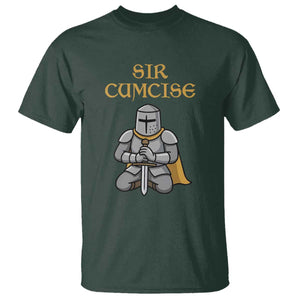 Funny Sir Cumcise Kneeling Knight Graphic T Shirt Sarcastic Wordplay Medieval Dark Adult Humor