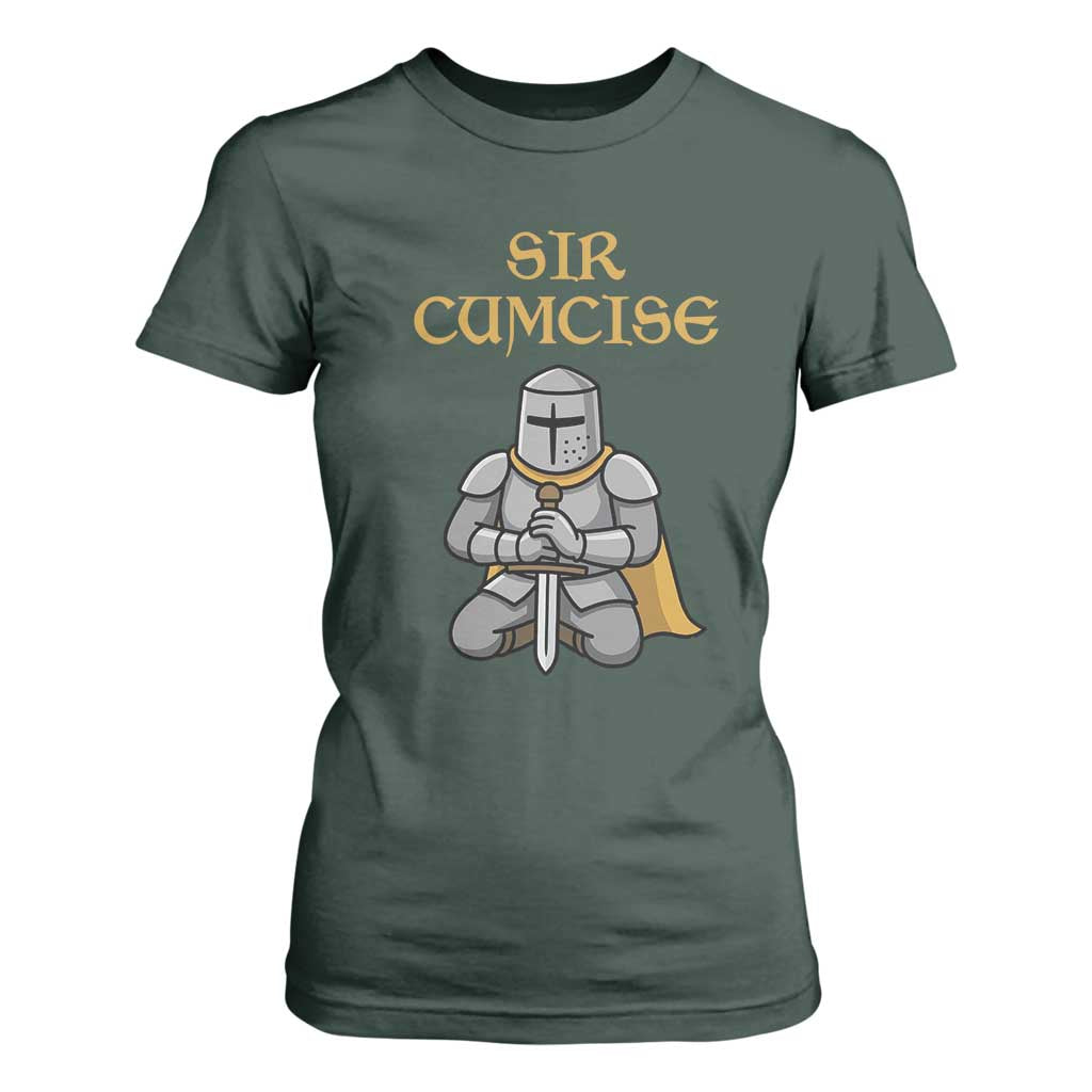Funny Sir Cumcise Kneeling Knight Graphic T Shirt For Women Sarcastic Wordplay Medieval Dark Adult Humor