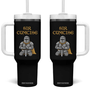 Funny Sir Cumcise Kneeling Knight Graphic Tumbler With Handle Sarcastic Wordplay Medieval Dark Adult Humor