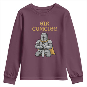 Funny Sir Cumcise Kneeling Knight Graphic Youth Sweatshirt Sarcastic Wordplay Medieval Dark Adult Humor