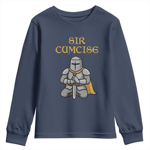 Funny Sir Cumcise Kneeling Knight Graphic Youth Sweatshirt Sarcastic Wordplay Medieval Dark Adult Humor
