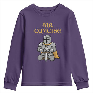 Funny Sir Cumcise Kneeling Knight Graphic Youth Sweatshirt Sarcastic Wordplay Medieval Dark Adult Humor
