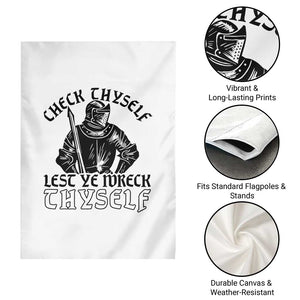 Funny Medieval Hip Hop Old English Parody Garden Flag Check Thyself Lest Ye Wreck Thyself