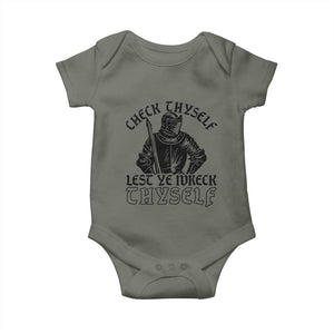 Funny Medieval Hip Hop Old English Parody Baby Onesie Check Thyself Lest Ye Wreck Thyself