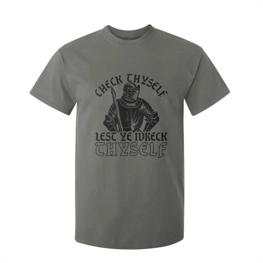 Funny Medieval Hip Hop Old English Parody T Shirt For Kid Check Thyself Lest Ye Wreck Thyself