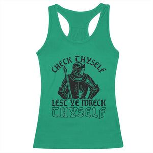 Funny Medieval Hip Hop Old English Parody Racerback Tank Top Check Thyself Lest Ye Wreck Thyself