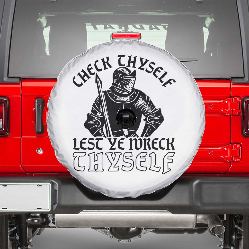 Funny Medieval Hip Hop Old English Parody Spare Tire Cover Check Thyself Lest Ye Wreck Thyself