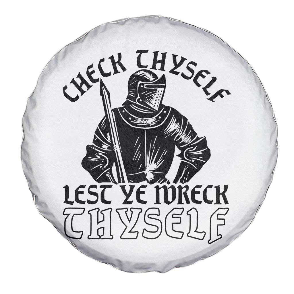 Funny Medieval Hip Hop Old English Parody Spare Tire Cover Check Thyself Lest Ye Wreck Thyself