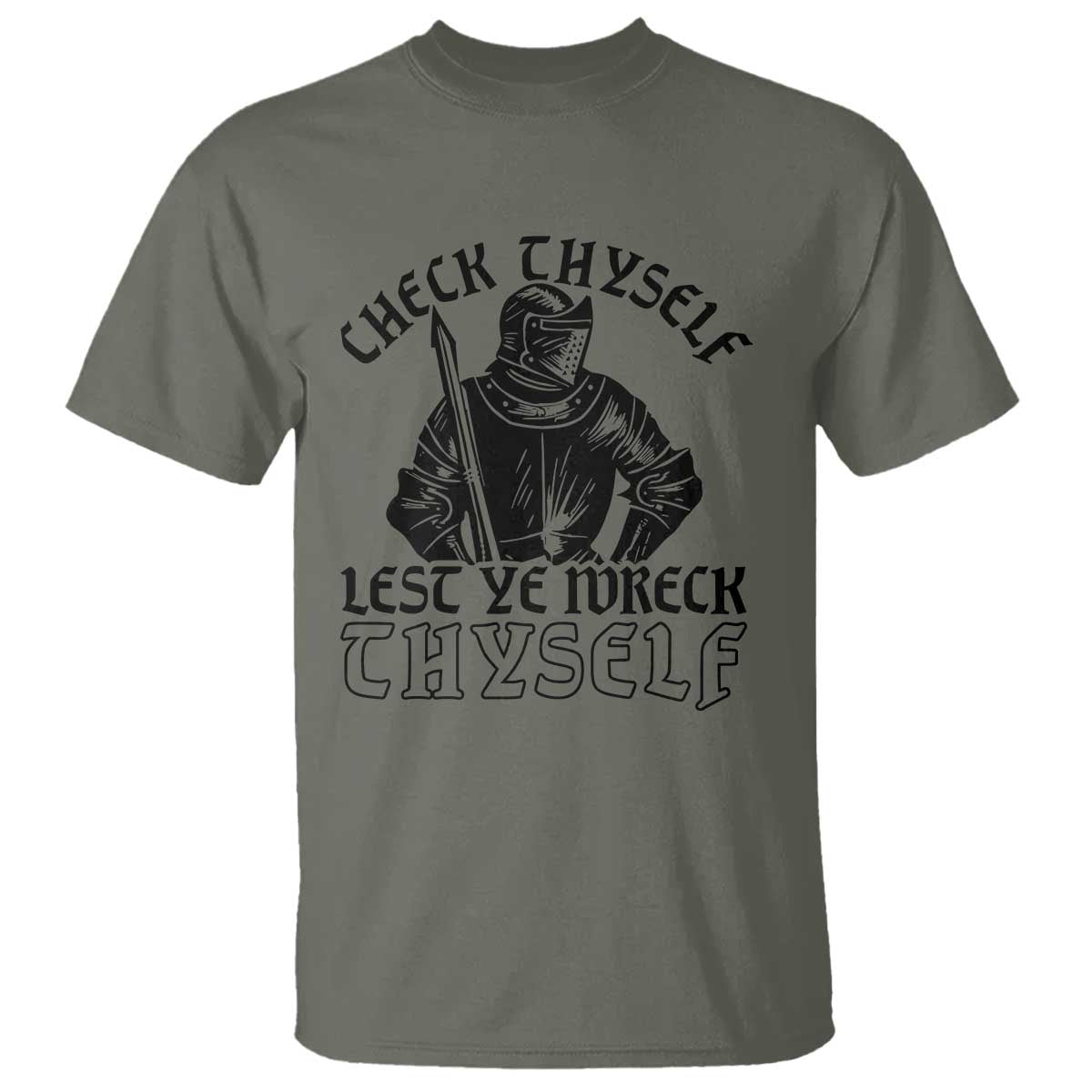 Funny Medieval Hip Hop Old English Parody T Shirt Check Thyself Lest Ye Wreck Thyself