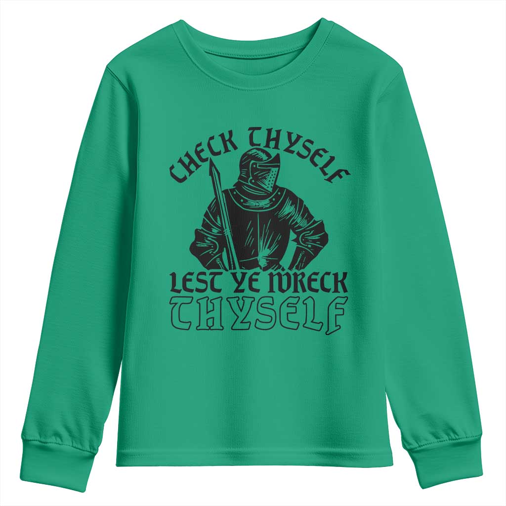 Funny Medieval Hip Hop Old English Parody Youth Sweatshirt Check Thyself Lest Ye Wreck Thyself