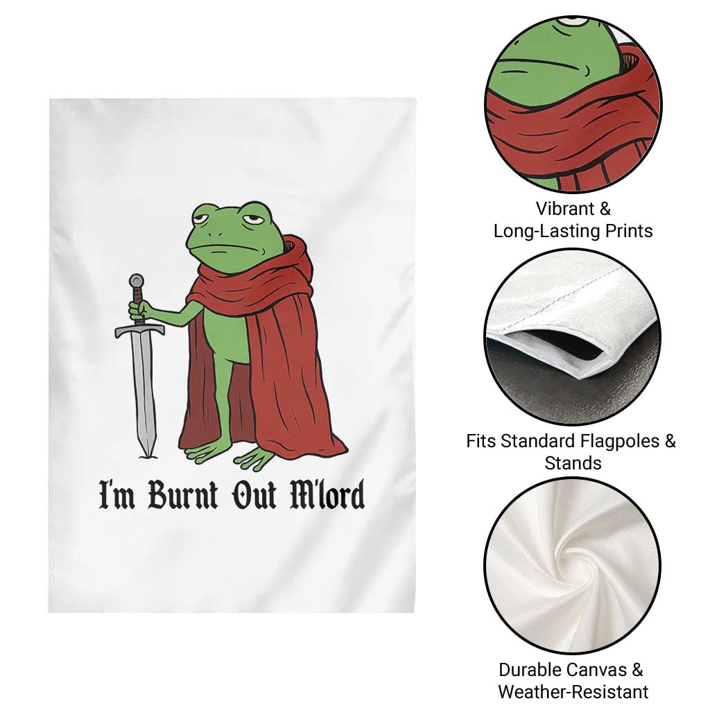 Funny Medieval Frog Knight Fantasy Sword Meme Garden Flag Im Burnt Out Mlord Fantasy Meme