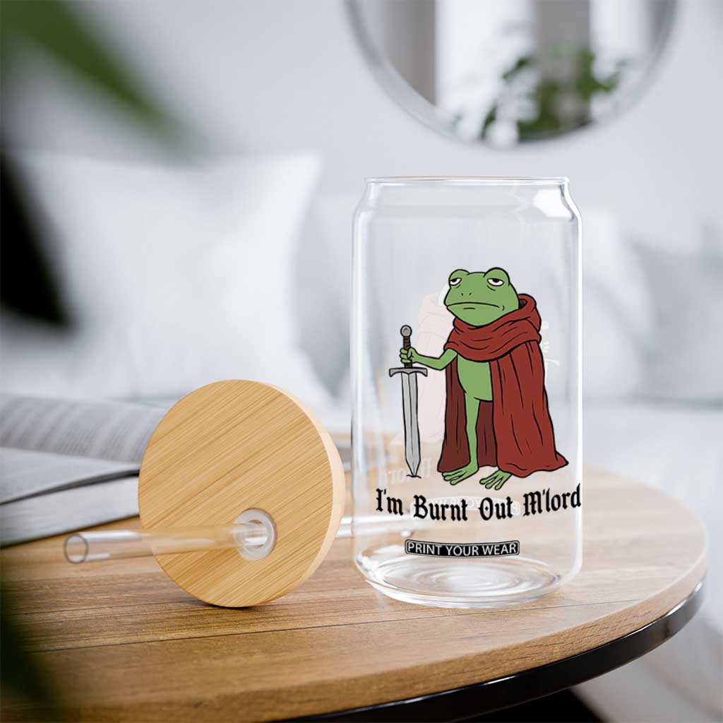 Funny Medieval Frog Knight Fantasy Sword Meme Glass Can Im Burnt Out Mlord Fantasy Meme