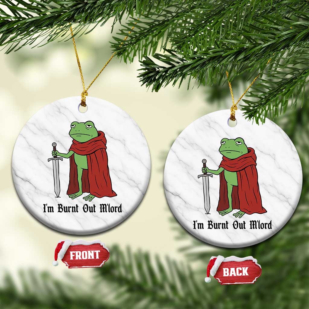 Funny Medieval Frog Knight Fantasy Sword Meme Ceramic Ornament Im Burnt Out Mlord Fantasy Meme TS02 1pc White Marble Print Your Wear