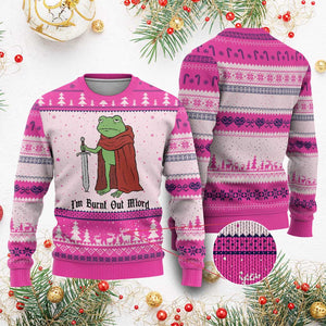 Funny Medieval Frog Knight Fantasy Sword Meme Ugly Christmas Sweater Im Burnt Out Mlord Fantasy Meme