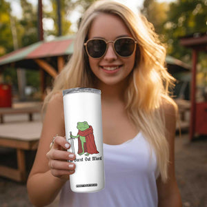 Funny Medieval Frog Knight Fantasy Sword Meme Skinny Tumbler Im Burnt Out Mlord Fantasy Meme