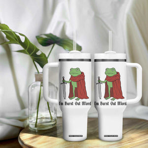 Funny Medieval Frog Knight Fantasy Sword Meme Tumbler With Handle Im Burnt Out Mlord Fantasy Meme