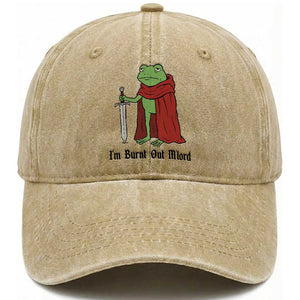 Funny Medieval Frog Knight Fantasy Sword Meme Washed Cotton Baseball Cap Im Burnt Out Mlord Fantasy Meme