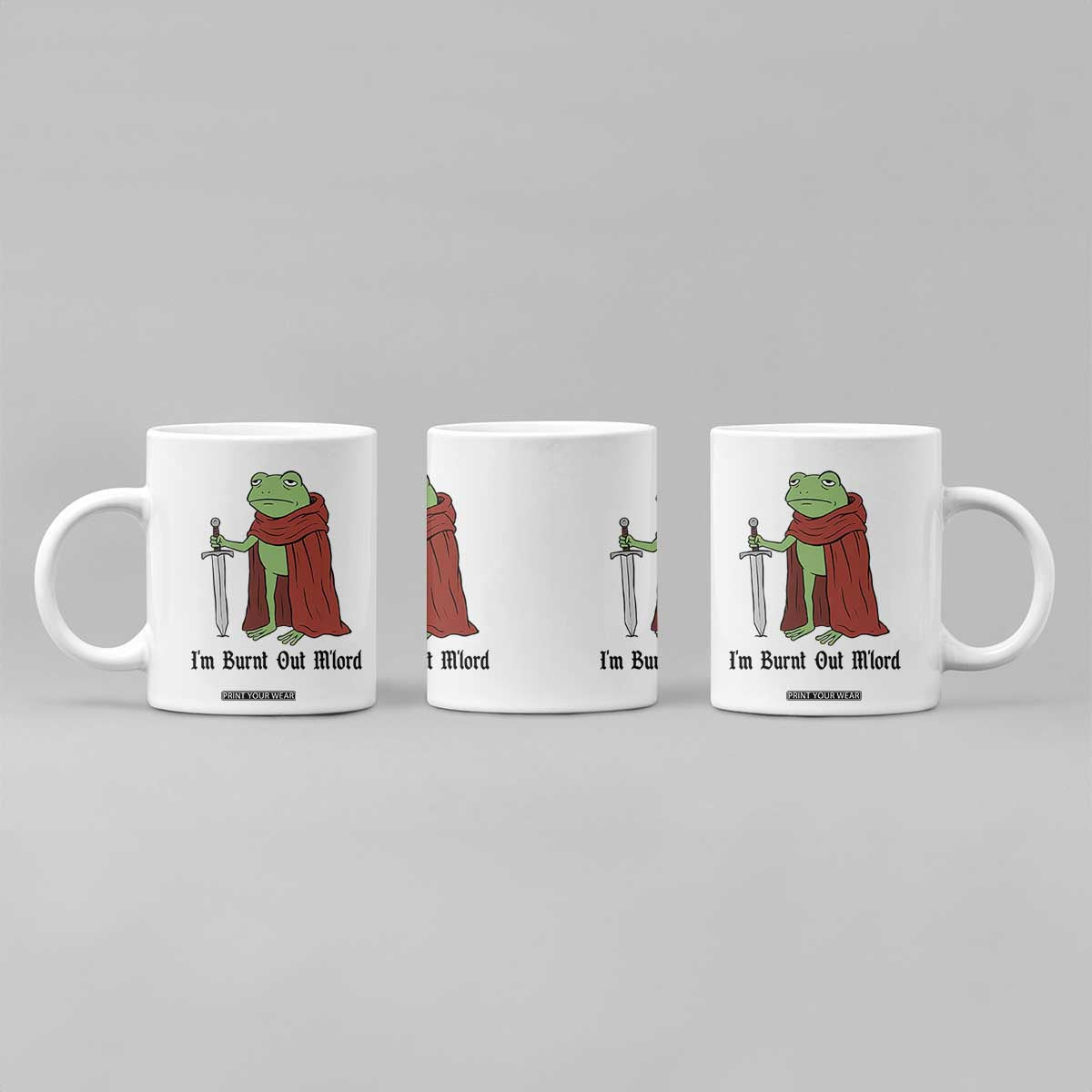 Funny Medieval Frog Knight Fantasy Sword Meme Coffee Mug Im Burnt Out Mlord Fantasy Meme