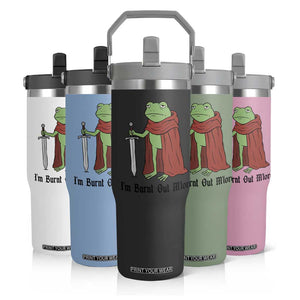 Funny Medieval Frog Knight Fantasy Sword Meme Flip Straw Tumbler Im Burnt Out Mlord Fantasy Meme