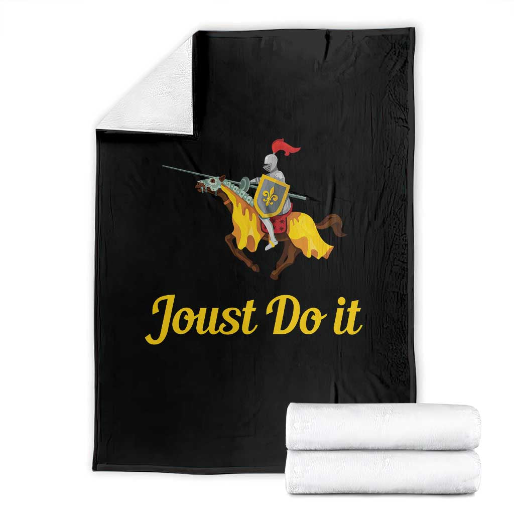 Funny Joust Do It Medieval Knight Horse Graphic Throw Blanket Jousting Renaissance Faire Parody TS02 Black Print Your Wear