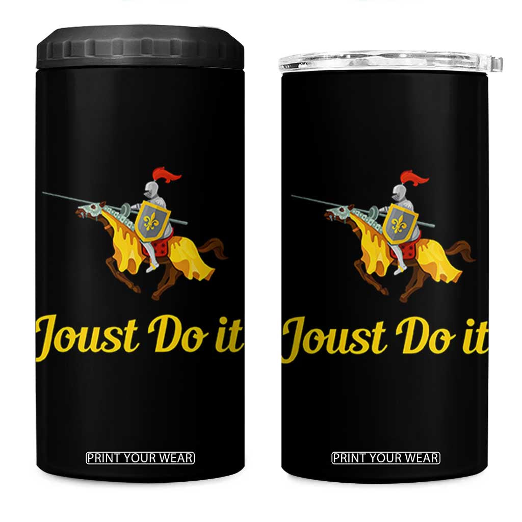 Funny Joust Do It Medieval Knight Horse Graphic 4 in 1 Can Cooler Tumbler Jousting Renaissance Faire Parody TS02 One Size: 16 oz Black Print Your Wear