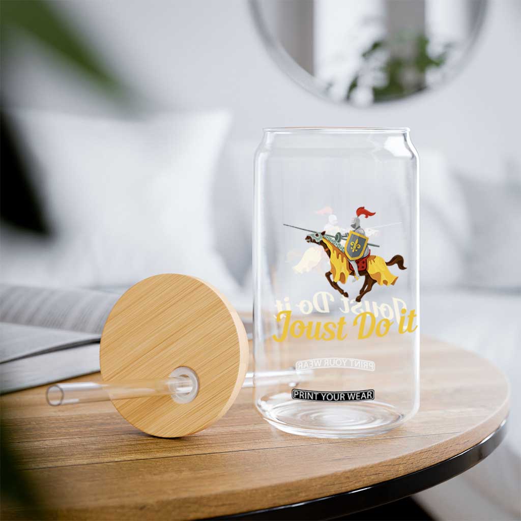 Funny Joust Do It Medieval Knight Horse Graphic Glass Can Jousting Renaissance Faire Parody