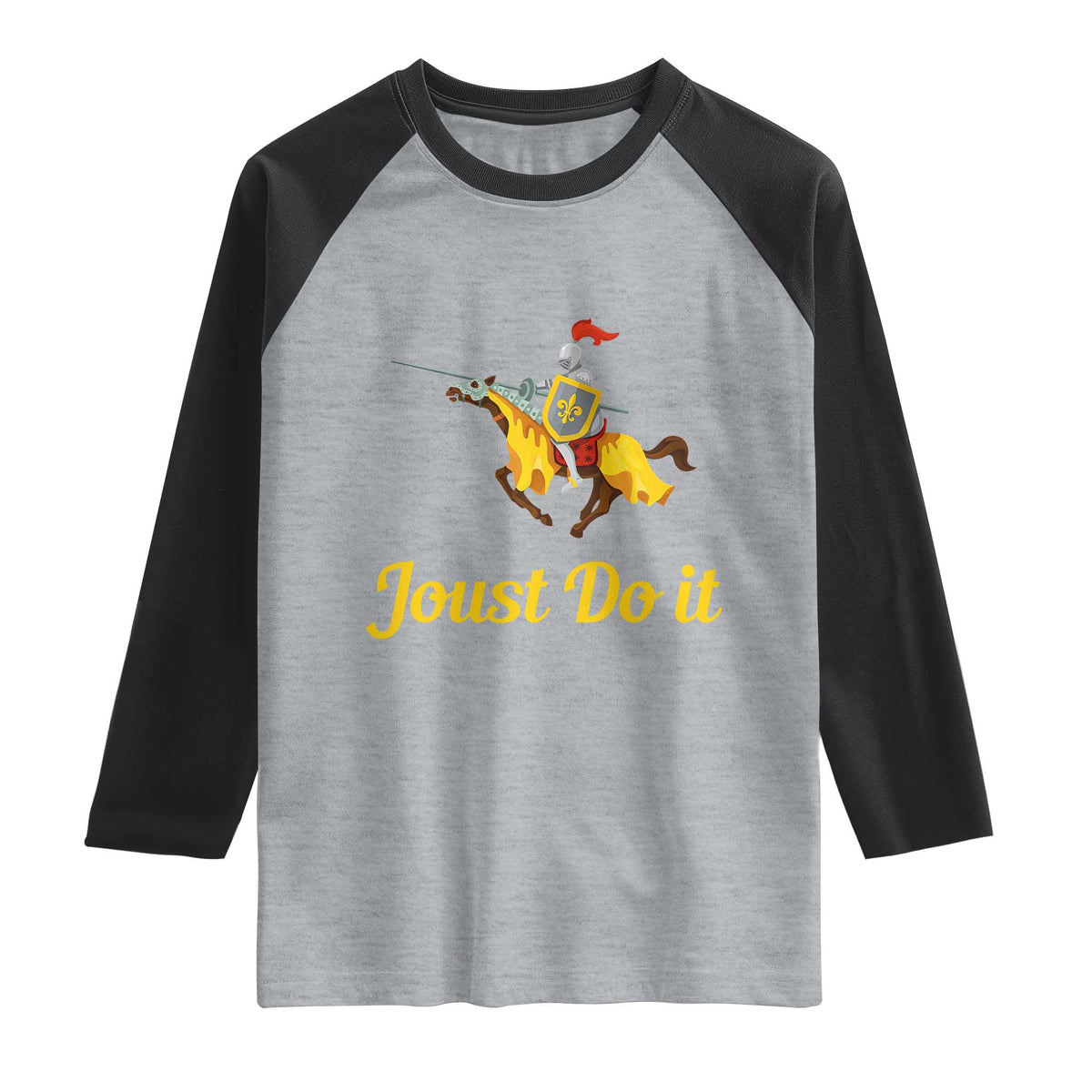 Funny Joust Do It Medieval Knight Horse Graphic Raglan Shirt Jousting Renaissance Faire Parody