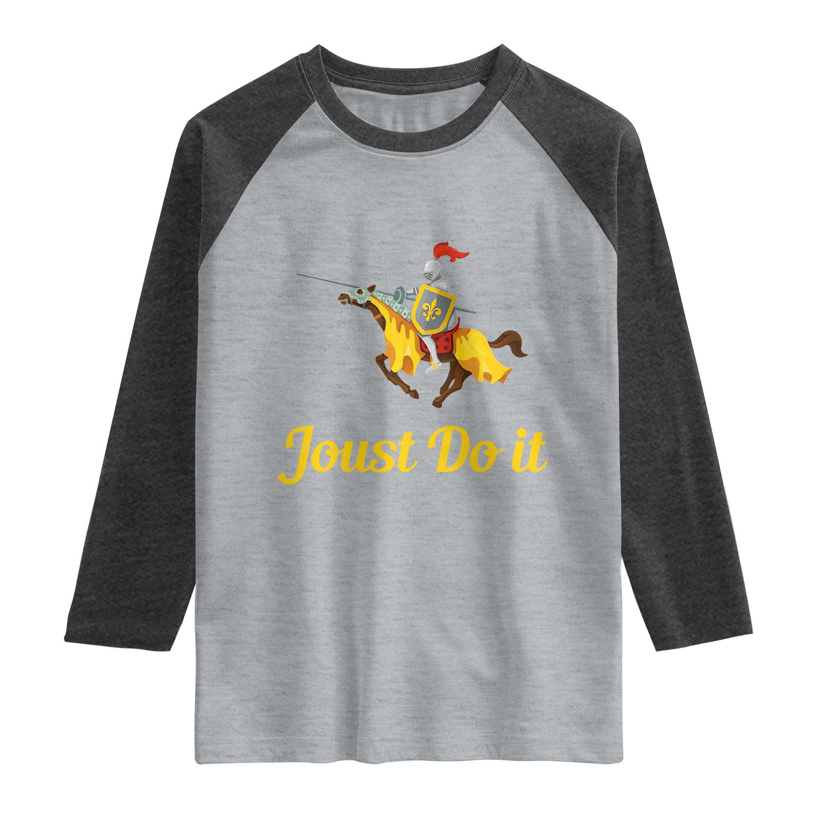 Funny Joust Do It Medieval Knight Horse Graphic Raglan Shirt Jousting Renaissance Faire Parody