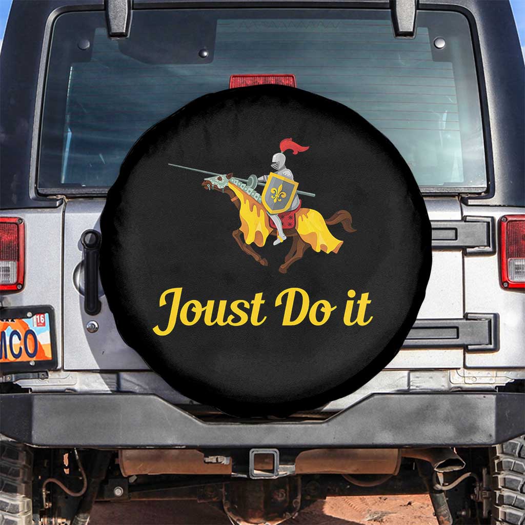 Funny Joust Do It Medieval Knight Horse Graphic Spare Tire Cover Jousting Renaissance Faire Parody TS02 No hole Black Print Your Wear