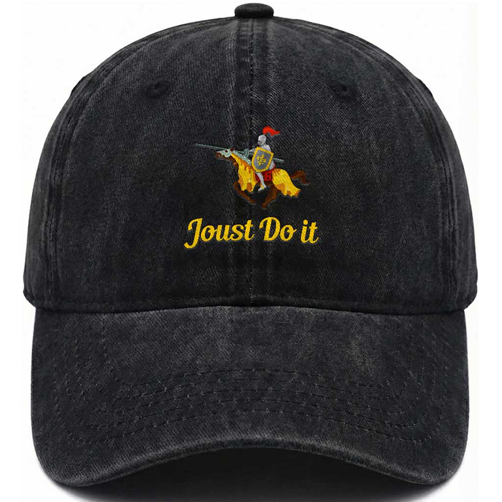 Funny Joust Do It Medieval Knight Horse Graphic Washed Cotton Baseball Cap Jousting Renaissance Faire Parody TS02 Print Your Wear