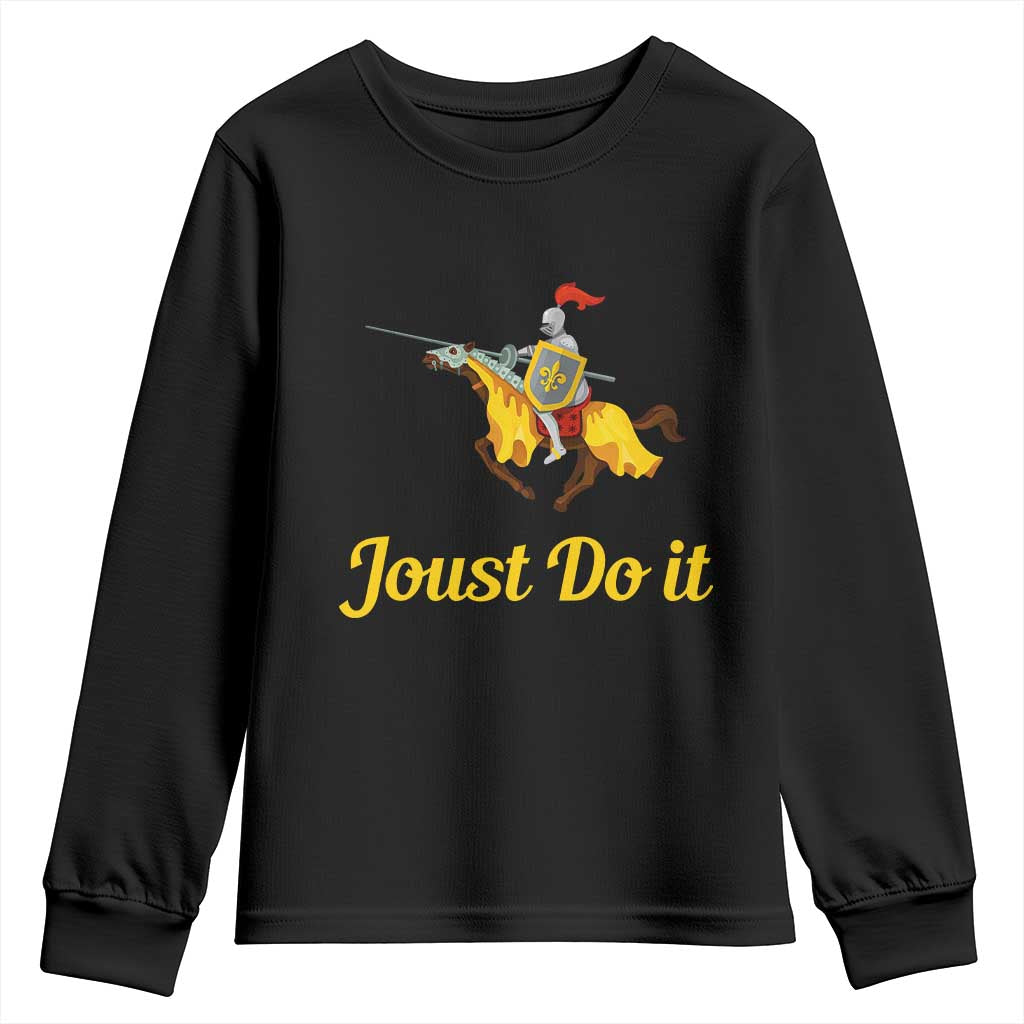 Funny Joust Do It Medieval Knight Horse Graphic Youth Sweatshirt Jousting Renaissance Faire Parody TS02 Black Print Your Wear