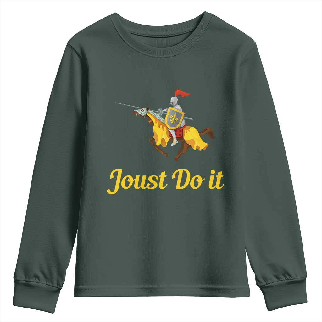 Funny Joust Do It Medieval Knight Horse Graphic Youth Sweatshirt Jousting Renaissance Faire Parody