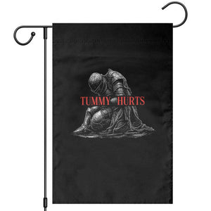 Funny Tummy Hurts Knight Graphic Garden Flag Warrior Medieval Sarcastic Dark Fantasy Slumped Renaissance Meme