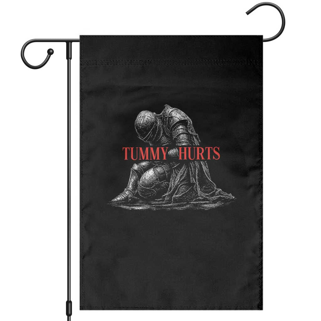 Funny Tummy Hurts Knight Graphic Garden Flag Warrior Medieval Sarcastic Dark Fantasy Slumped Renaissance Meme TS02 Black Print Your Wear