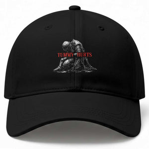 Funny Tummy Hurts Knight Graphic Baseball Cap Warrior Medieval Sarcastic Dark Fantasy Slumped Renaissance Meme