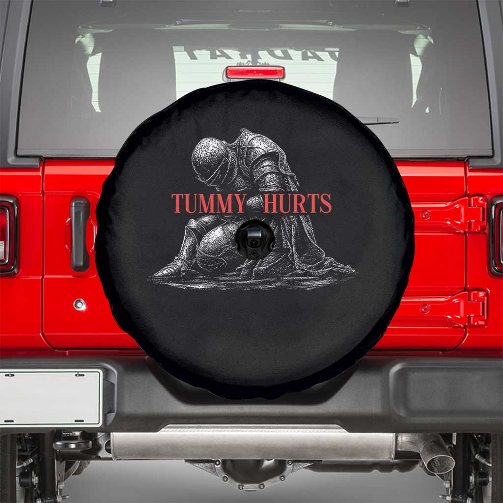 Funny Tummy Hurts Knight Graphic Spare Tire Cover Warrior Medieval Sarcastic Dark Fantasy Slumped Renaissance Meme