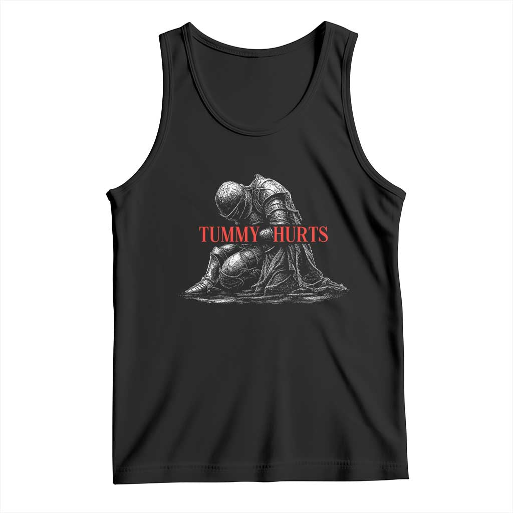 Funny Tummy Hurts Knight Graphic Tank Top Warrior Medieval Sarcastic Dark Fantasy Slumped Renaissance Meme