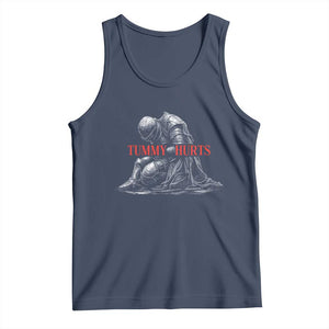 Funny Tummy Hurts Knight Graphic Tank Top Warrior Medieval Sarcastic Dark Fantasy Slumped Renaissance Meme