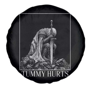 Dramatic Tummy Hurts Kneeling Knight Graphic Spare Tire Cover Funny Medieval Sarcastic Renaissance Fantasy Meme