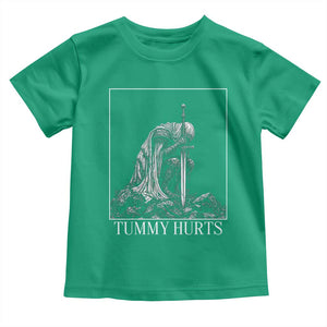 Dramatic Tummy Hurts Kneeling Knight Graphic Toddler T Shirt Funny Medieval Sarcastic Renaissance Fantasy Meme