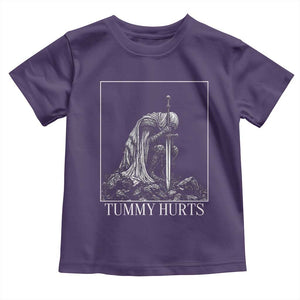 Dramatic Tummy Hurts Kneeling Knight Graphic Toddler T Shirt Funny Medieval Sarcastic Renaissance Fantasy Meme