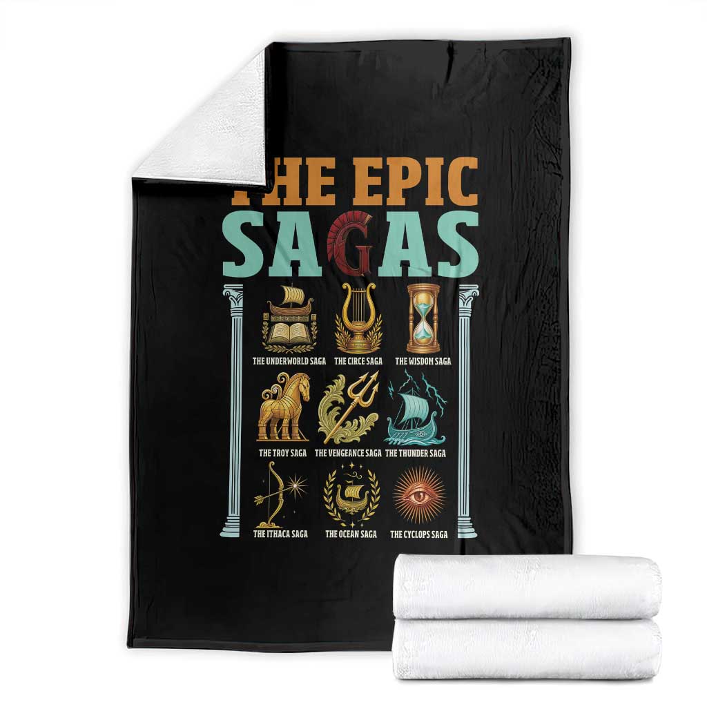 The Epic Sagas Ancient Greek Mythology Graphic Throw Blanket Odysseus Journey Odyssey History Lover Gift TS02 Black Print Your Wear