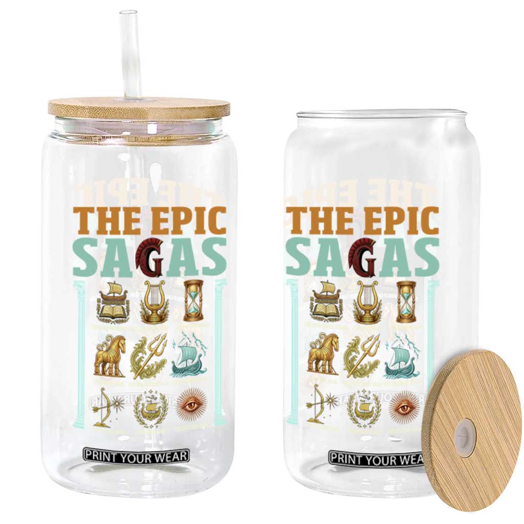 The Epic Sagas Ancient Greek Mythology Graphic Glass Can Odysseus Journey Odyssey History Lover Gift