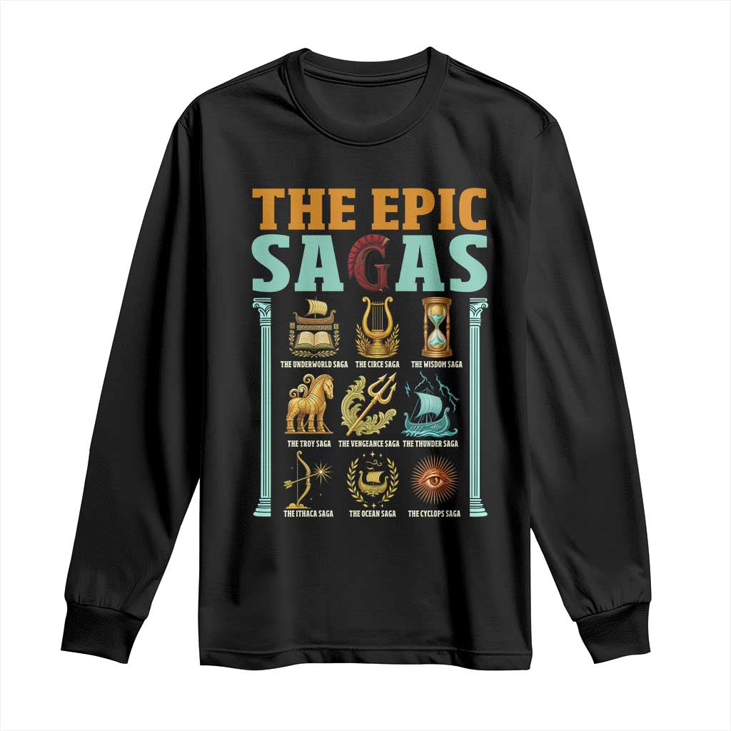 The Epic Sagas Ancient Greek Mythology Graphic Long Sleeve Shirt Odysseus Journey Odyssey History Lover Gift TS02 Black Print Your Wear