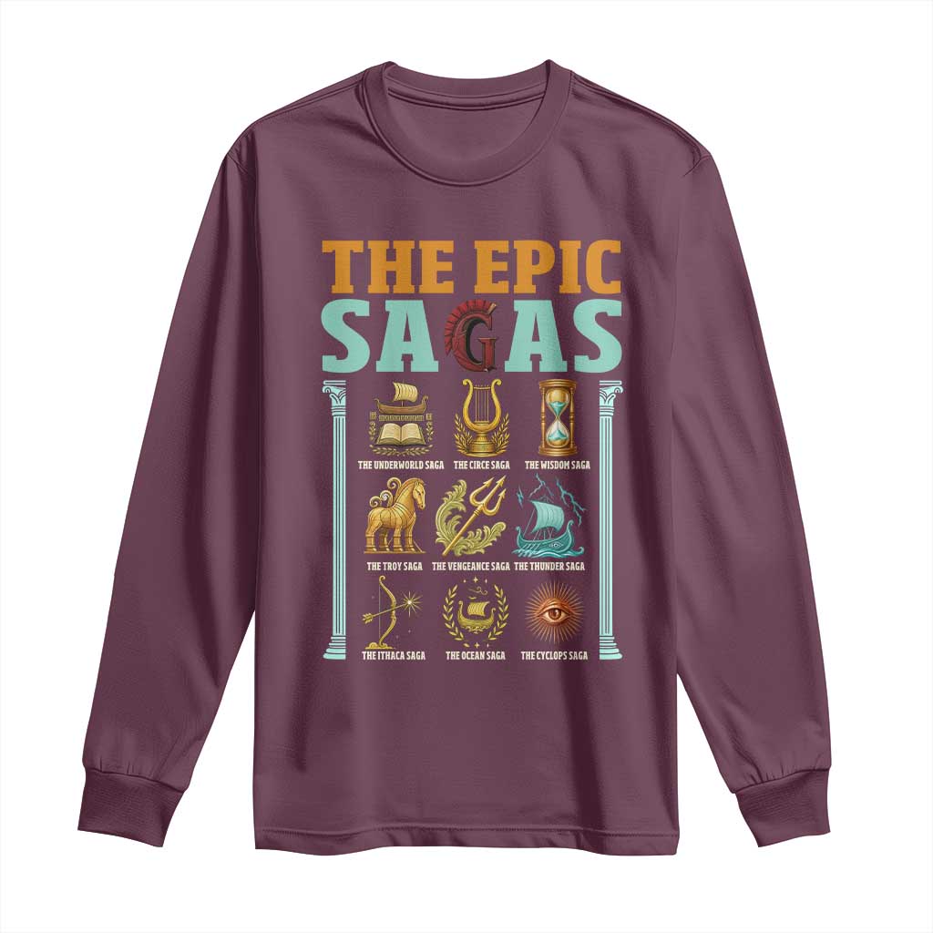 The Epic Sagas Ancient Greek Mythology Graphic Long Sleeve Shirt Odysseus Journey Odyssey History Lover Gift