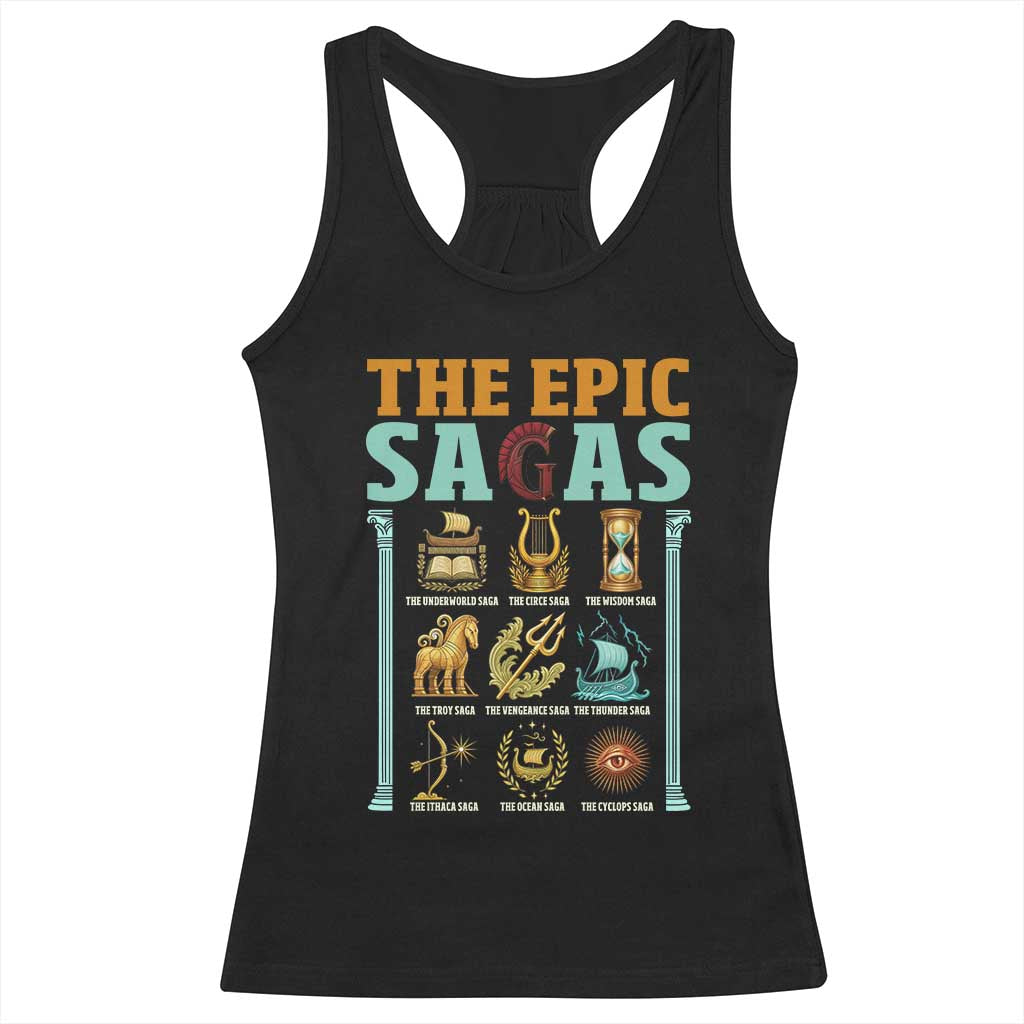 The Epic Sagas Ancient Greek Mythology Graphic Racerback Tank Top Odysseus Journey Odyssey History Lover Gift TS02 Black Print Your Wear