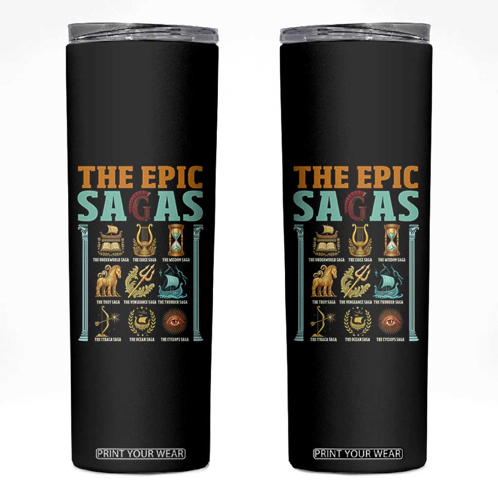 The Epic Sagas Ancient Greek Mythology Graphic Skinny Tumbler Odysseus Journey Odyssey History Lover Gift TS02 Black Print Your Wear