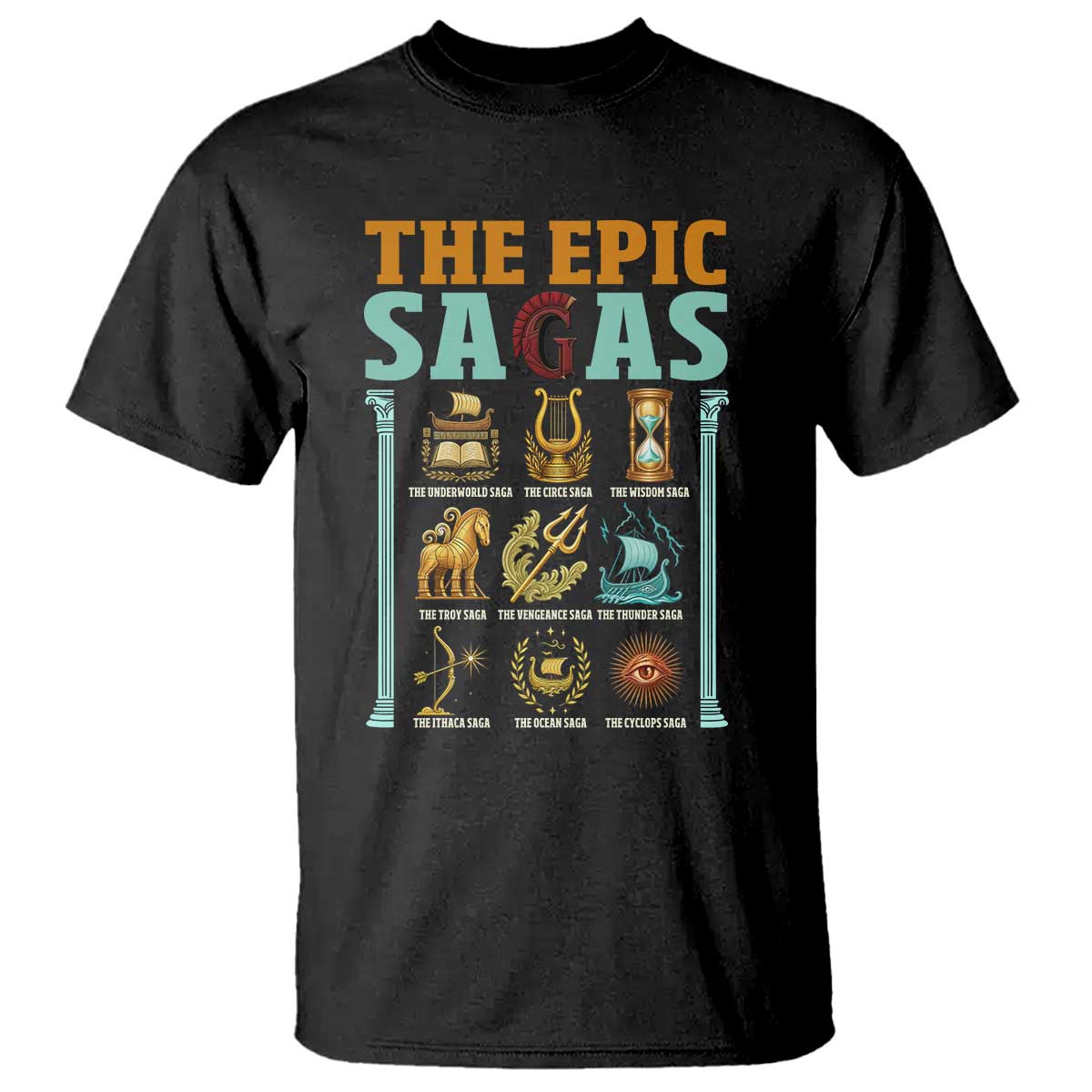 The Epic Sagas Ancient Greek Mythology Graphic T Shirt Odysseus Journey Odyssey History Lover Gift TS02 Black Print Your Wear