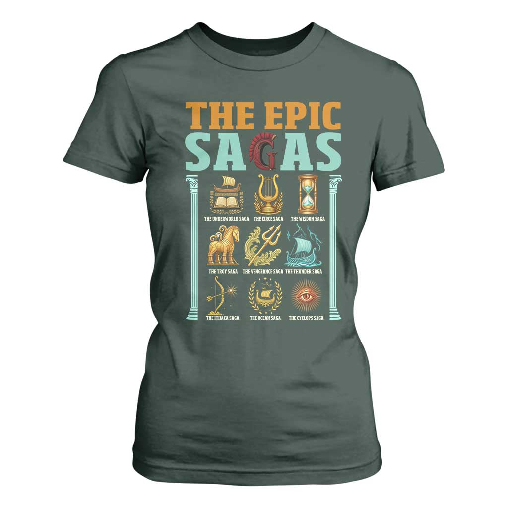 The Epic Sagas Ancient Greek Mythology Graphic T Shirt For Women Odysseus Journey Odyssey History Lover Gift